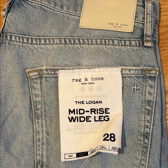 rag & bone THE LOGAN Light Blue Mid-Rise Wide Leg Jeans 28 - Picture 5 of 6